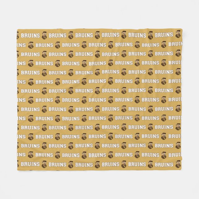 Bruin Mascot | Brown & Gold - School College Team Fleece Blanket (Front (Horizontal))