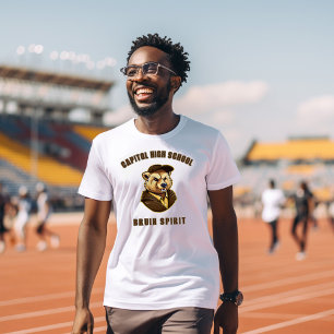 Bruin Mascot   Brown & Gold - School College Team T-Shirt