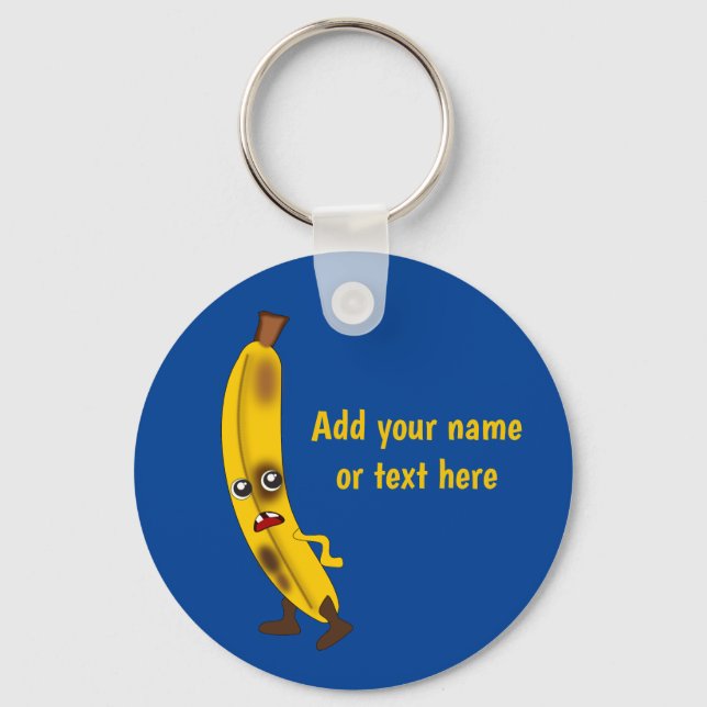 Bruised Banana bad attitude toon fruit - your text Key Ring (Front)
