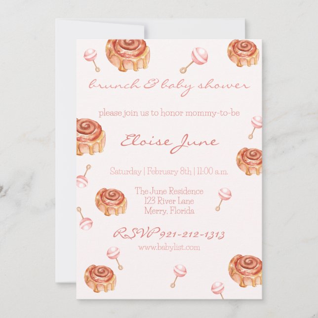 Brunch and Baby Shower Girl Invitation (Front)