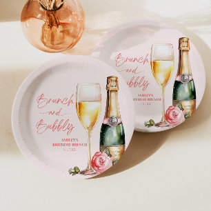 Brunch and Bubbly Birthday Brunch Welcome Sign Paper Plate
