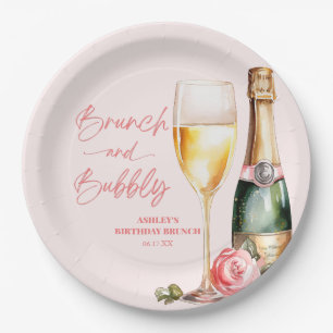 Brunch and Bubbly Birthday Brunch Welcome Sign Paper Plate