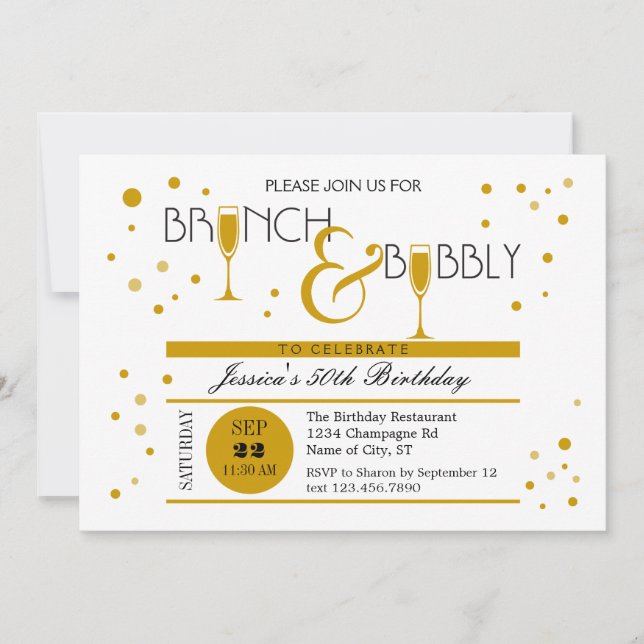 Brunch and Bubbly Birthday Invitation (Front)