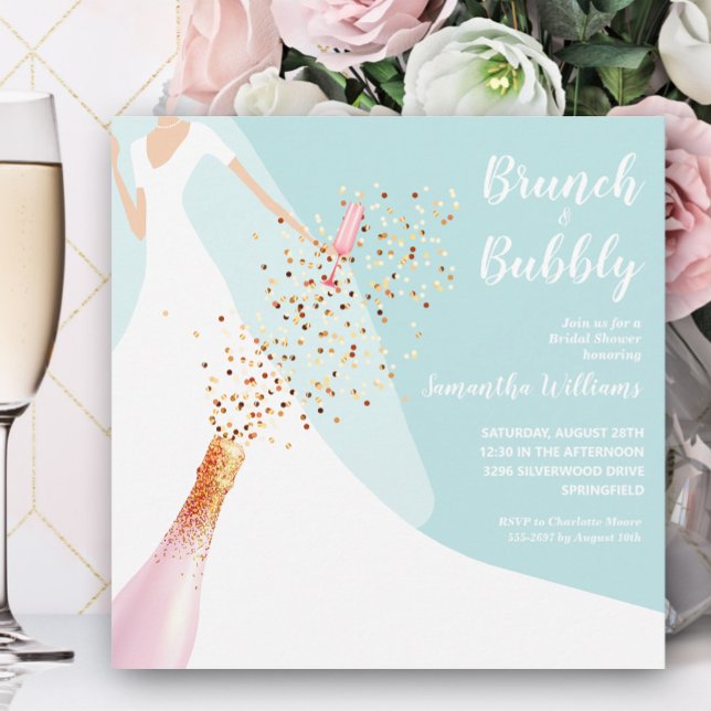 Brunch and Bubbly Blue Bridal Shower Invitation (Creator Uploaded)