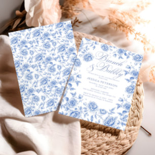 Brunch and Bubbly Blue Chinoiserie Bridal Shower  Invitation