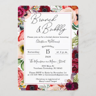Brunch and Bubbly Boho Bridal Shower Invitations