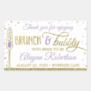 Brunch and Bubbly Bottle Wrapper, Faux Glitter Rectangular Sticker