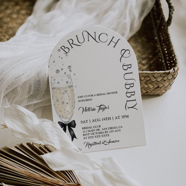 Brunch and Bubbly Bow Bridal Shower Invitation (Creator Uploaded)