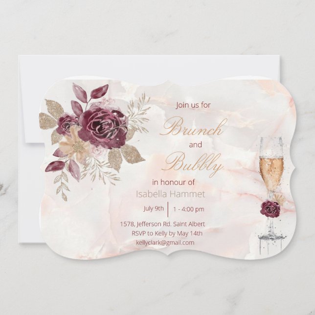 Brunch and Bubbly Bridal Invitation (Back)