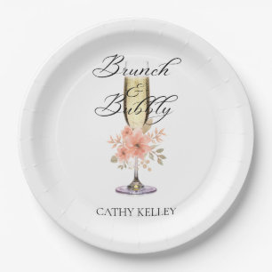 Brunch and Bubbly Bridal Shower 9" Round Paper Plate