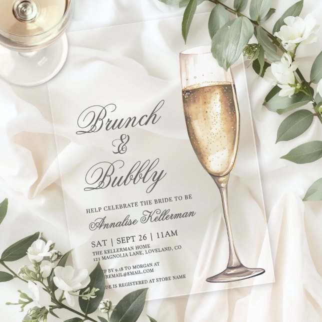Brunch And Bubbly Bridal Shower Acrylic Invitations (Brunch And Bubbly Bridal Shower Acrylic Invitations)