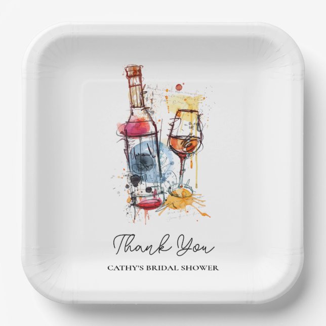 Brunch and Bubbly Bridal Shower Champagne 9"Square Paper Plate (Front)