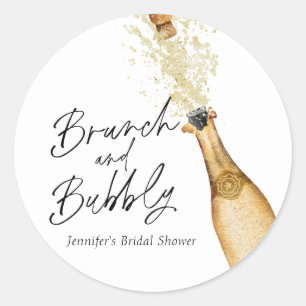 Brunch and Bubbly Bridal Shower Classic Round Stic Sticker