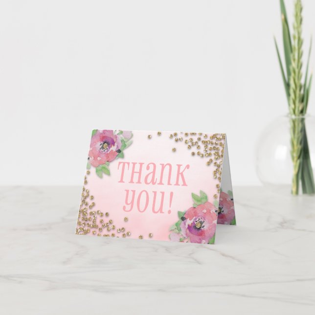 Brunch and Bubbly Bridal Shower Glitter Thank You (Front)