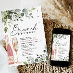 Brunch and Bubbly Bridal Shower Greenery Rustic Invitation<br><div class="desc">Design features mixed rustic watercolor greenery that consists of eucalyptus, botanical olive branches, and more. The elegant foliage is styled in various shades of sage, emerald and light green. A watercolor champagne flute and pink coloured gold bottle compliments the theme. View the matching collection on this page or copy/paste the...</div>