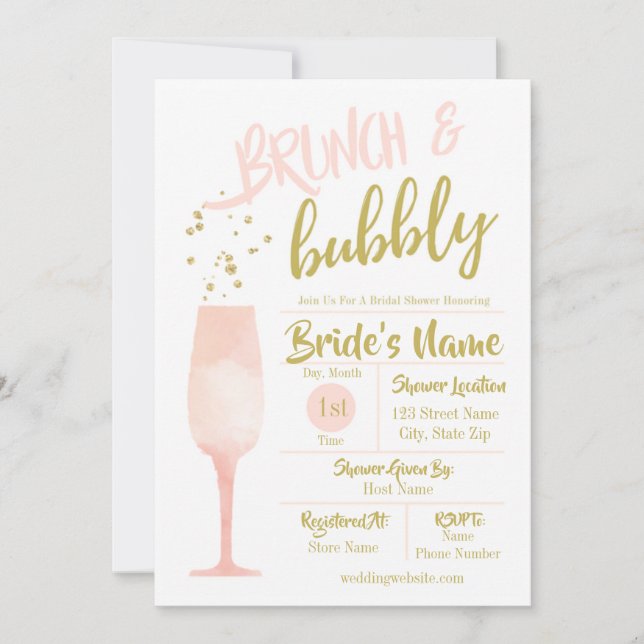 Brunch and Bubbly Bridal Shower Invitation (Front)