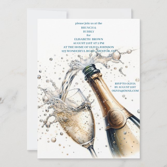 Brunch and Bubbly Bridal Shower Invitation (Front)