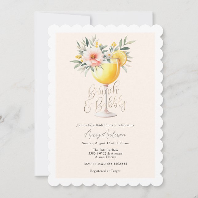 Brunch and Bubbly Bridal Shower Invitation (Front)