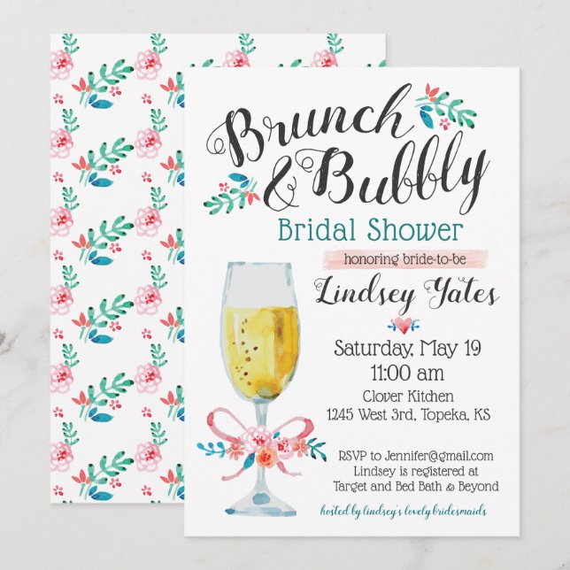 Brunch and Bubbly Bridal Shower Invitation (Front/Back)