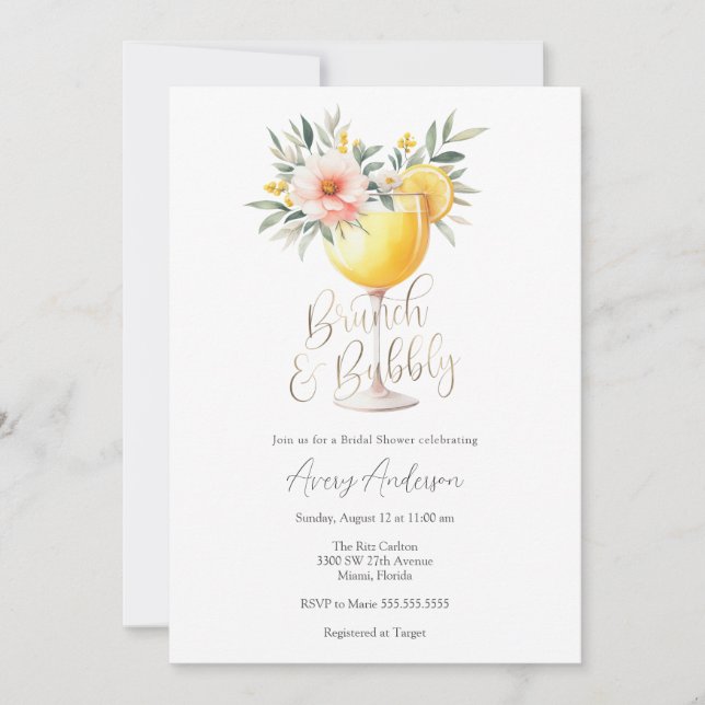 Brunch and Bubbly Bridal Shower Invitation (Front)