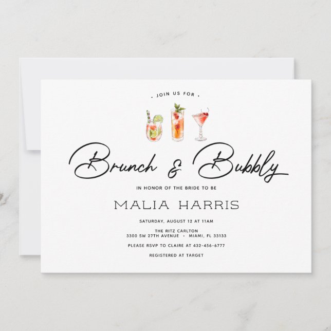 Brunch and Bubbly Bridal Shower invitation (Front)