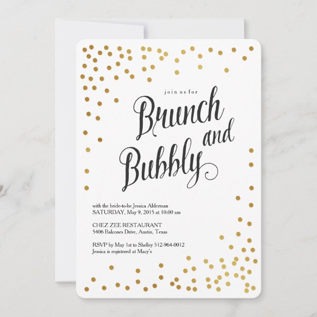 Brunch and Bubbly Bridal Shower Invitation (Front)
