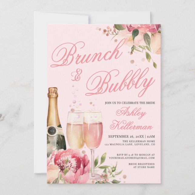 Brunch And Bubbly Bridal Shower Invitation (Front)