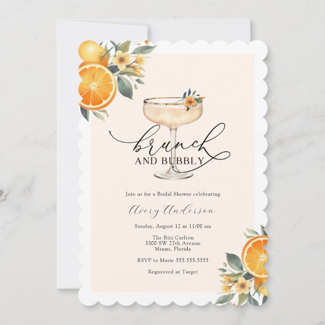 Brunch and Bubbly Bridal Shower Invitation (Front)