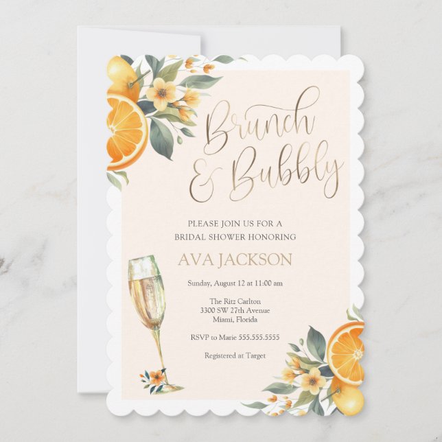 Brunch and Bubbly Bridal Shower Invitation (Front)