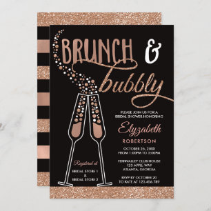 Brunch and Bubbly Bridal Shower Invite, Faux Gold Invitation