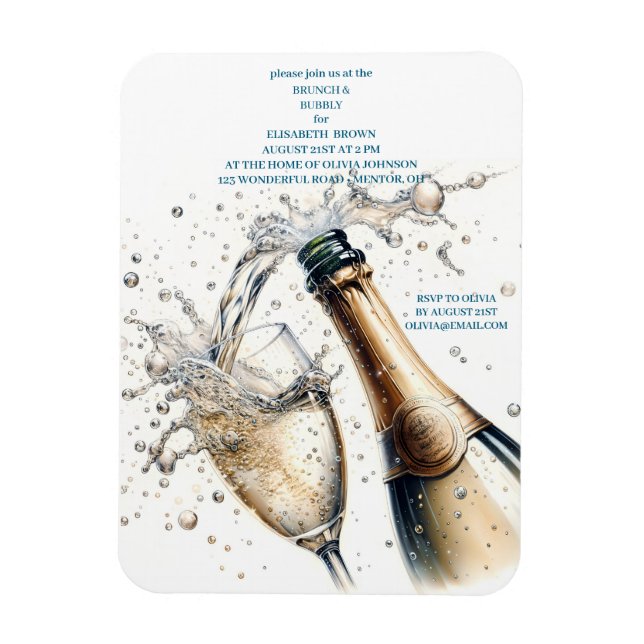 Brunch and Bubbly Bridal Shower Magnet (Vertical)