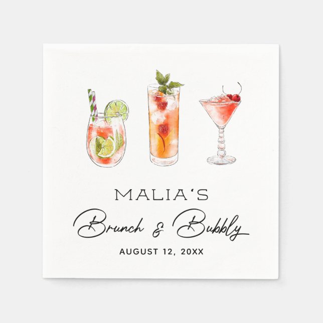 Brunch and Bubbly Bridal Shower Napkin (Front)