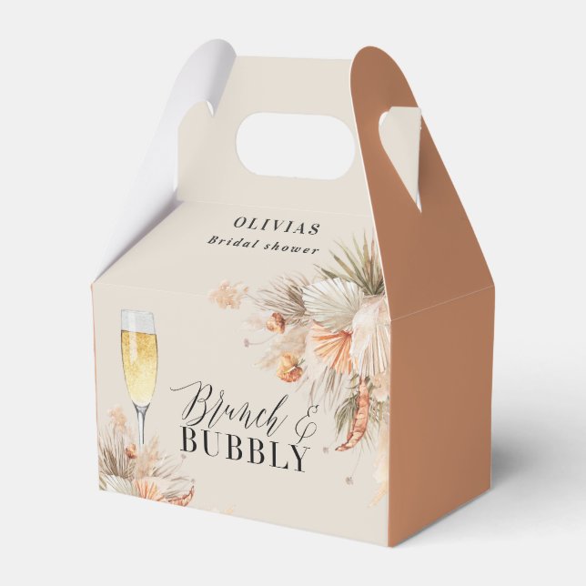 Brunch and bubbly Bridal shower pampas grass Favour Box (Front Side)