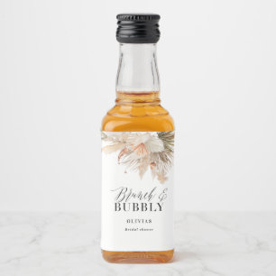 brunch and bubbly Bridal shower pampas grass Liquor Bottle Label