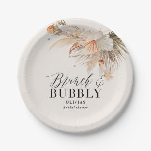 brunch and bubbly Bridal shower pampas grass  Paper Plate
