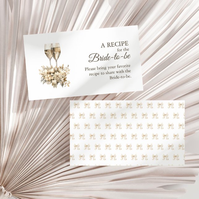 Brunch and Bubbly Bridal Shower Share A Recipe Enclosure Card (Brunch and Bubbly Bridal Shower Share A Recipe Enclosure Card on a sunny white dry palm leaf.)