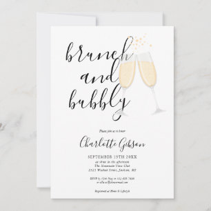 Brunch And Bubbly Bridal Shower Signature Script Invitation