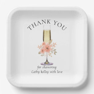 Brunch and Bubbly Bridal Shower Thank You 9"Square Paper Plate
