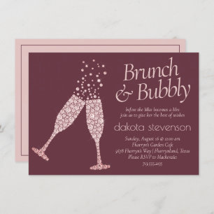 Brunch and Bubbly   Burgundy and Blush Pink Shower Invitation