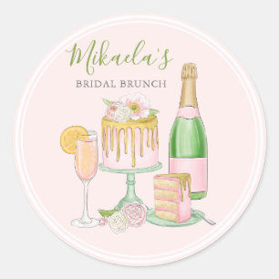 Brunch and Bubbly   Champagne and Drip Cake II Classic Round Sticker