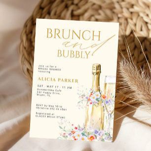 Brunch and bubbly champagne bottle bridal shower invitation