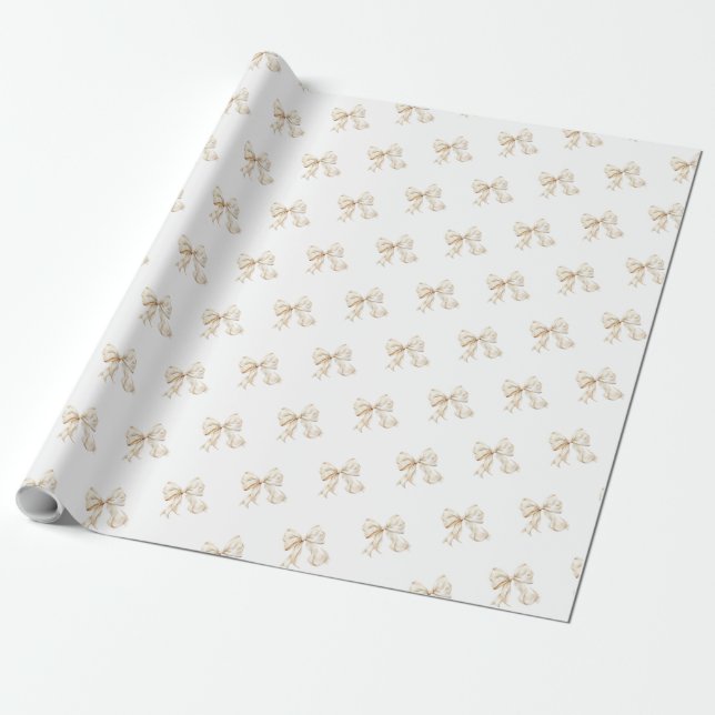 Brunch and Bubbly Champagne Bow Bridal Shower Wrapping Paper (Unrolled)