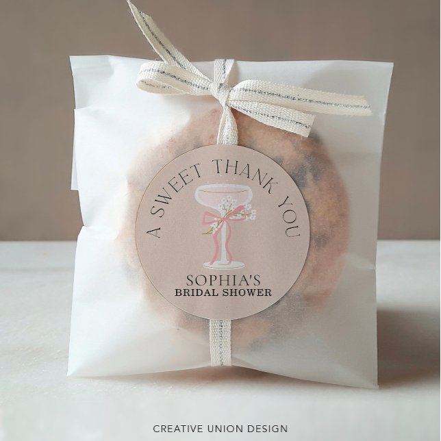 Brunch and Bubbly Champagne Bridal Shower Favours Classic Round Sticker (Creator Uploaded)