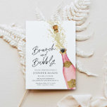 Brunch and Bubbly Champagne Bridal Shower Invitati Invitation<br><div class="desc">Pink and Gold Champagne Brunch and Bubbly Bridal Shower Invitation. Designed with a beautiful watercolor Champagne Bottle.  Matching items in our store Cava Party Design.</div>