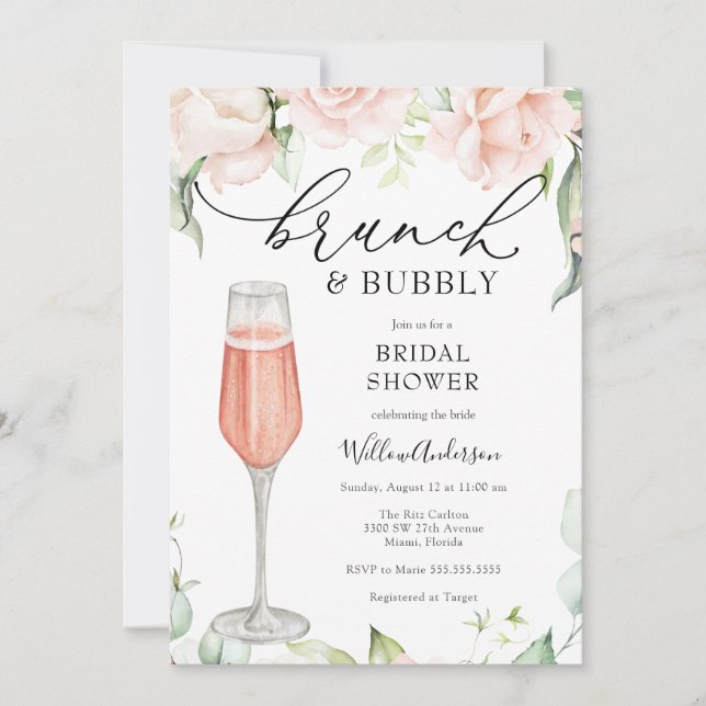 Brunch and Bubbly Champagne Bridal Shower  Invitation (Front)