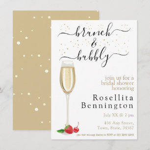 Brunch and Bubbly Champagne Bridal Shower  Invitation