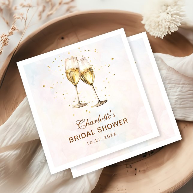Brunch and Bubbly Champagne Bridal Shower Napkin (Creator Uploaded)