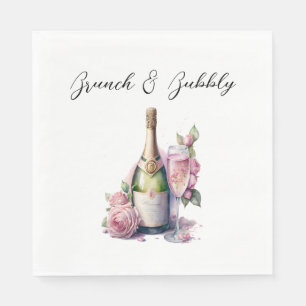 Brunch and Bubbly Champagne Bridal Shower Paper Napkin