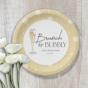 Brunch and Bubbly Champagne Bridal Shower Paper Plate