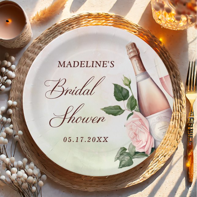 Brunch and Bubbly Champagne Bridal Shower Paper Plate (Creator Uploaded)